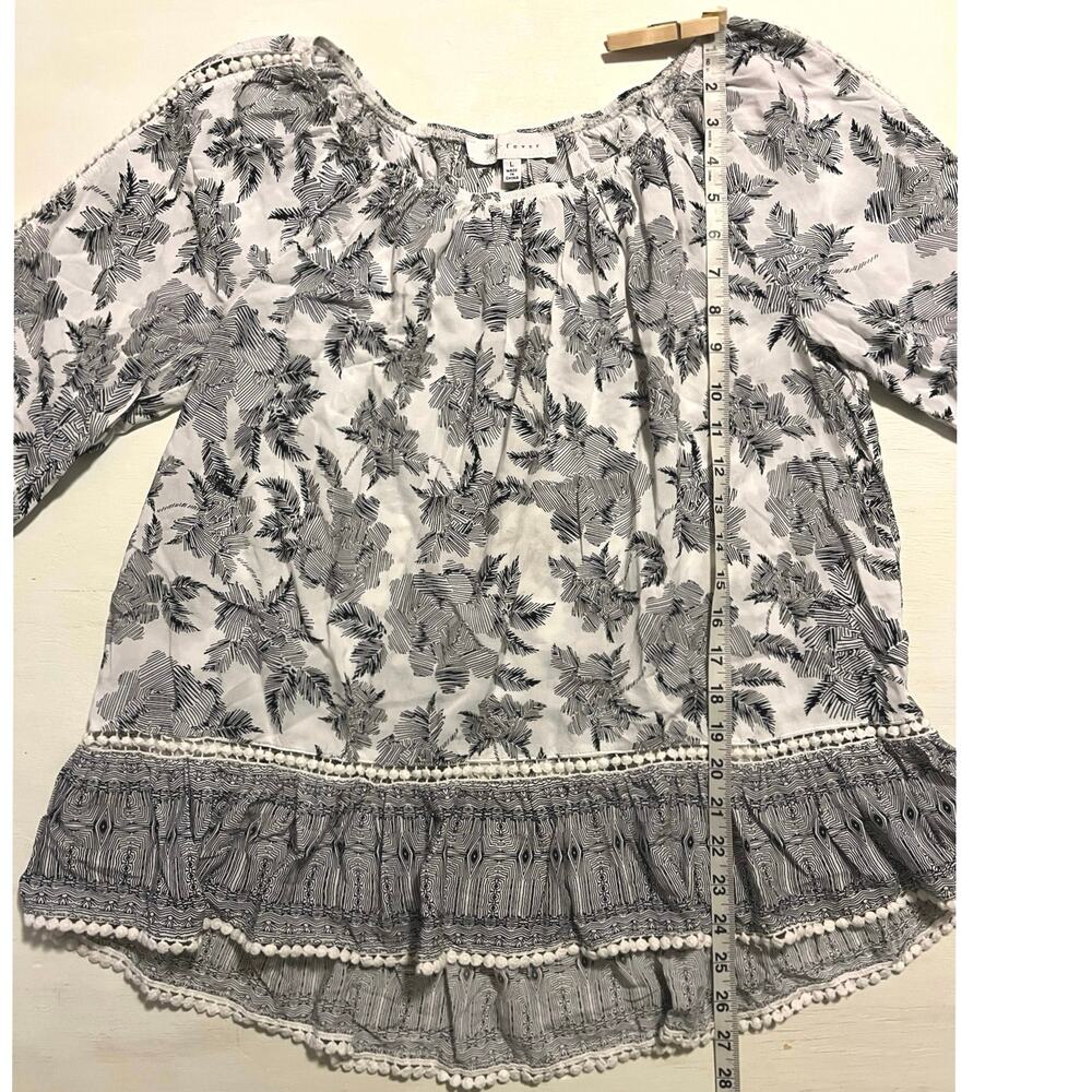 Fever Black and Off-White Floral Top